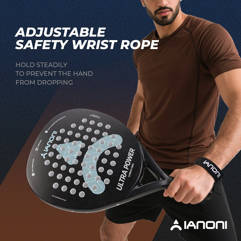 IANONI ULTRA POWER Black Carbon Fibe Rough Surface Paddle Tennis Racket