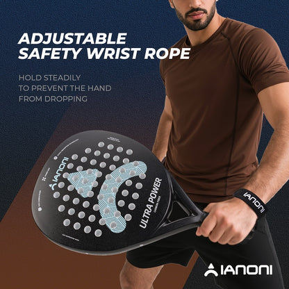 IANONI ULTRA POWER Black Carbon Fibe Rough Surface Paddle Tennis Racket