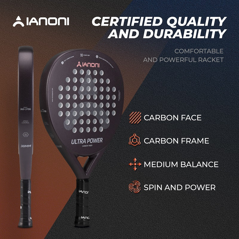 IANONI ULTRA POWER Brown Carbon fibe Rough surface Padel Racket