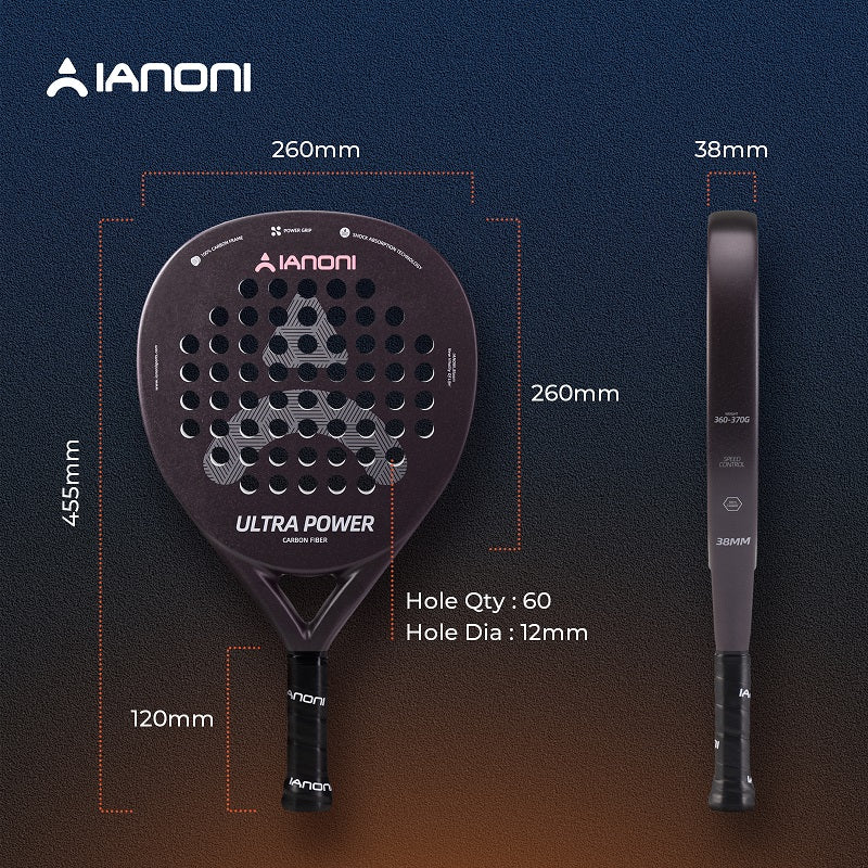 IANONI ULTRA POWER Brown Carbon fibe Rough surface Padel Racket