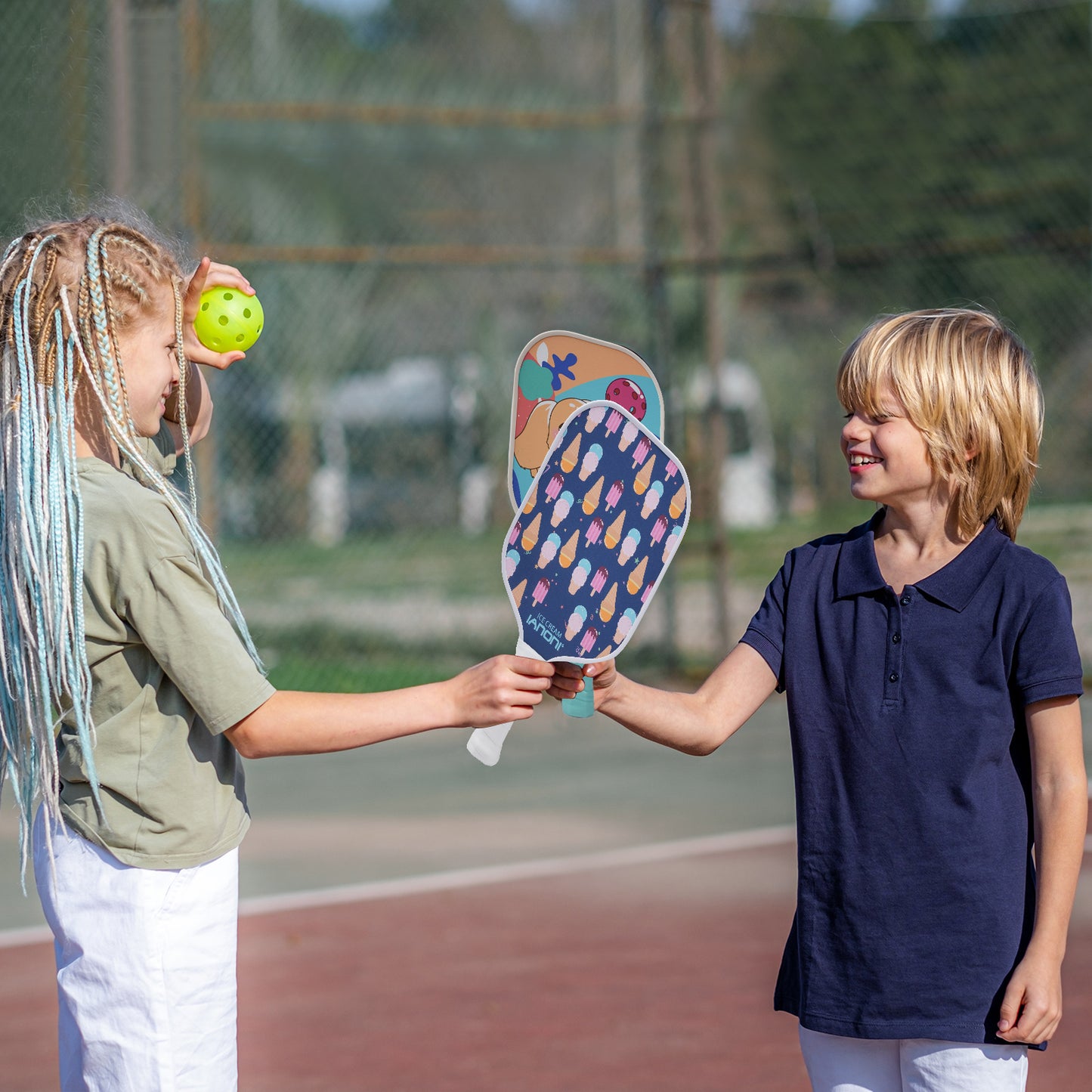IANONI Pickleball Paddle for Kids – Child Size Paddle for Children 12 and Under, Fiberglass Surface & Polypropylene Honeycomb Polymer Core | Premium Grip