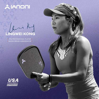 IANONI Pro 4.0 Purple Pickleball Paddle Raw Carbon Fiber PP Honeycomb