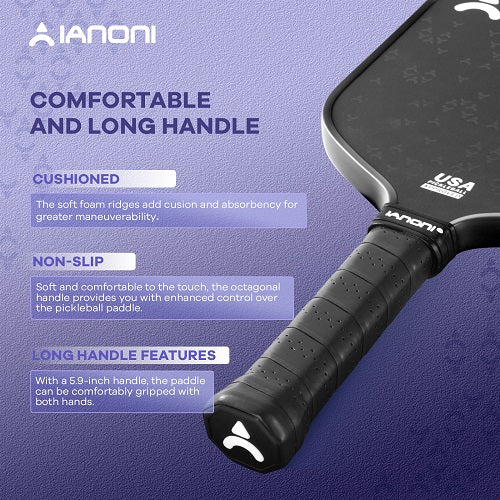 IANONI Pro 4.0 Silver Pickleball Paddle Raw Carbon Fiber PP Honeycomb