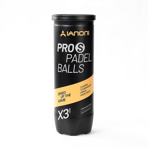 IANONI Padel Ball PRO S 57% Wool Black Pressurized Can, 3 Padel Balls, Professional Grade Balls