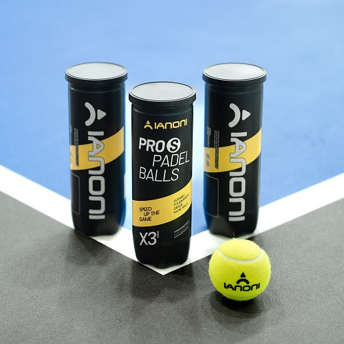 IANONI Padel Ball PRO S 57% Wool Black Pressurized Can, 3 Padel Balls, Professional Grade Balls