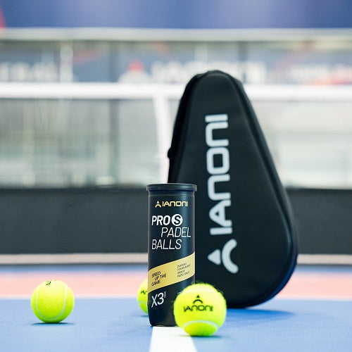 IANONI Padel Ball PRO S 57% Wool Black Pressurized Can, 3 Padel Balls, Professional Grade Balls