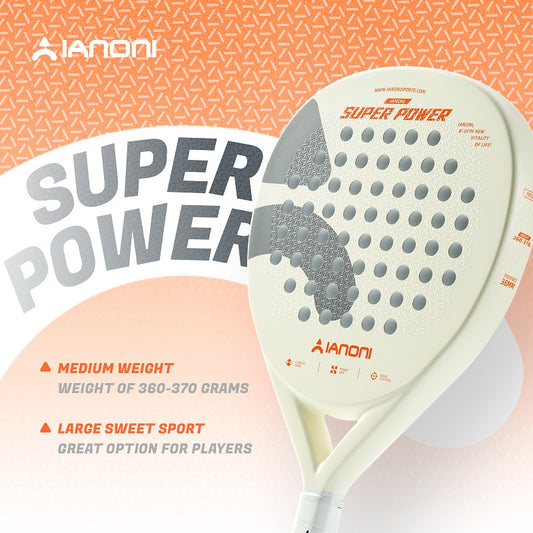IANONI SUPER POWER Beige Carbon fiber 3D Surface Padel Racket Paddle Tennis Racket