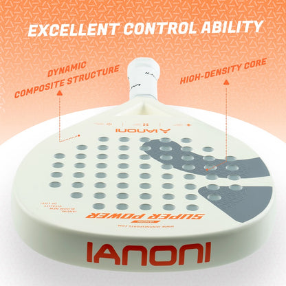 IANONI SUPER POWER Beige Carbon fiber 3D Surface Padel Racket Paddle Tennis Racket