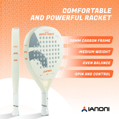 IANONI SUPER POWER Beige Carbon fiber 3D Surface Padel Racket Paddle Tennis Racket