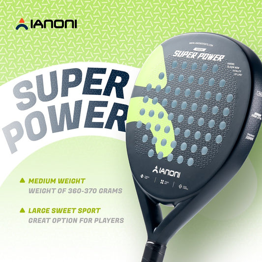 IANONI SUPER POWER Black Carbon fiber 3D Surface Paddle Racket