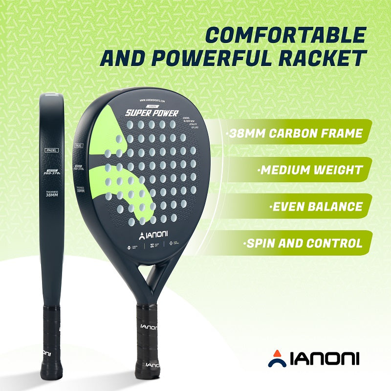 IANONI SUPER POWER Black Carbon fiber 3D Surface Paddle Racket