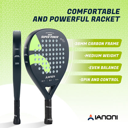 IANONI SUPER POWER Black Carbon fiber 3D Surface Paddle Racket