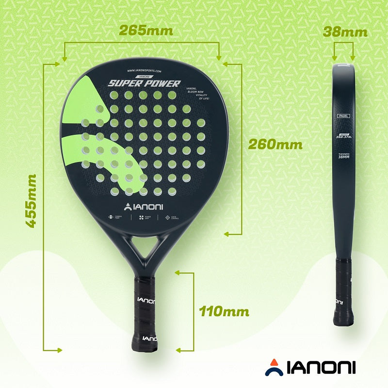 IANONI SUPER POWER Black Carbon fiber 3D Surface Paddle Racket