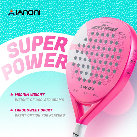 IANONI SUPER POWER Pink Carbon fiber 3D Surface Paddle Tennis Racket