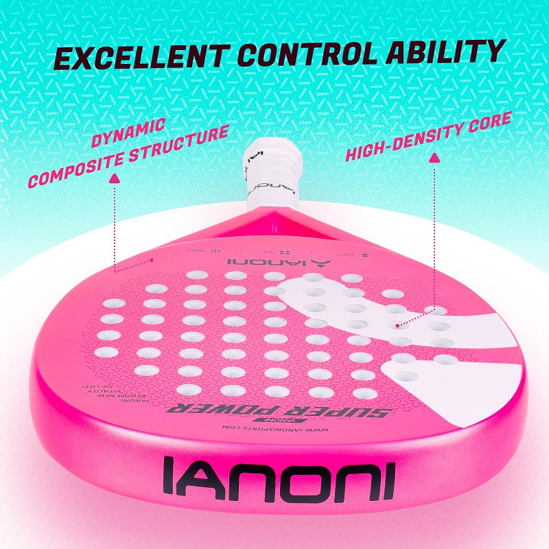 IANONI SUPER POWER Pink Carbon fiber 3D Surface Paddle Tennis Racket