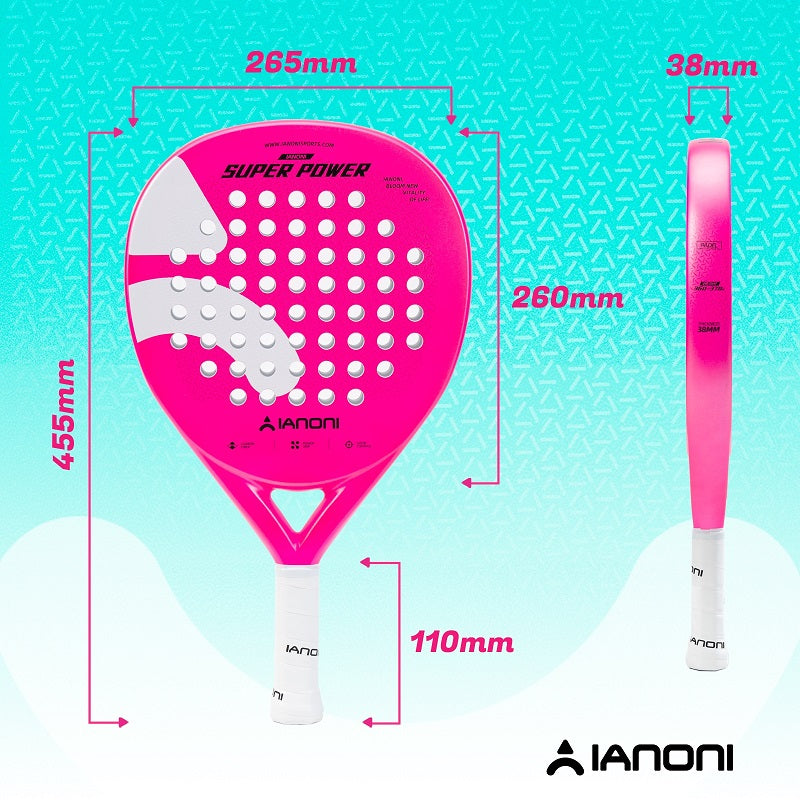 IANONI SUPER POWER Pink Carbon fiber 3D Surface Paddle Tennis Racket