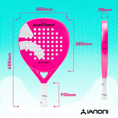 IANONI SUPER POWER Pink Carbon fiber 3D Surface Paddle Tennis Racket