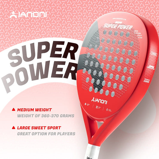 IANONI SUPER POWER Red Carbon fiber 3D Surface Padel Tennis Racket