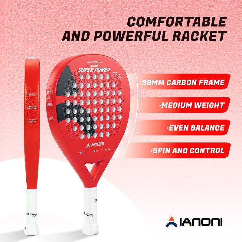 IANONI SUPER POWER Red Carbon fiber 3D Surface Padel Tennis Racket