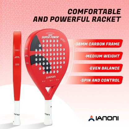 IANONI SUPER POWER Red Carbon fiber 3D Surface Padel Tennis Racket