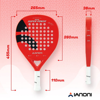 IANONI SUPER POWER Red Carbon fiber 3D Surface Padel Tennis Racket