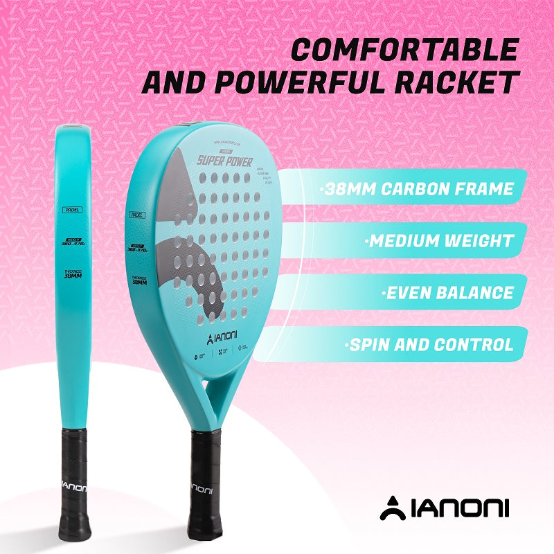 IANONI SUPER POWER Blue Carbon fiber 3D Surface Padel Racket