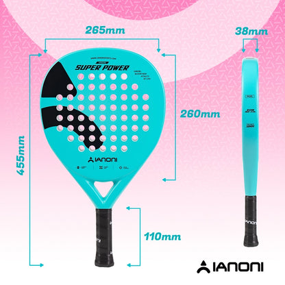 IANONI SUPER POWER Blue Carbon fiber 3D Surface Padel Racket