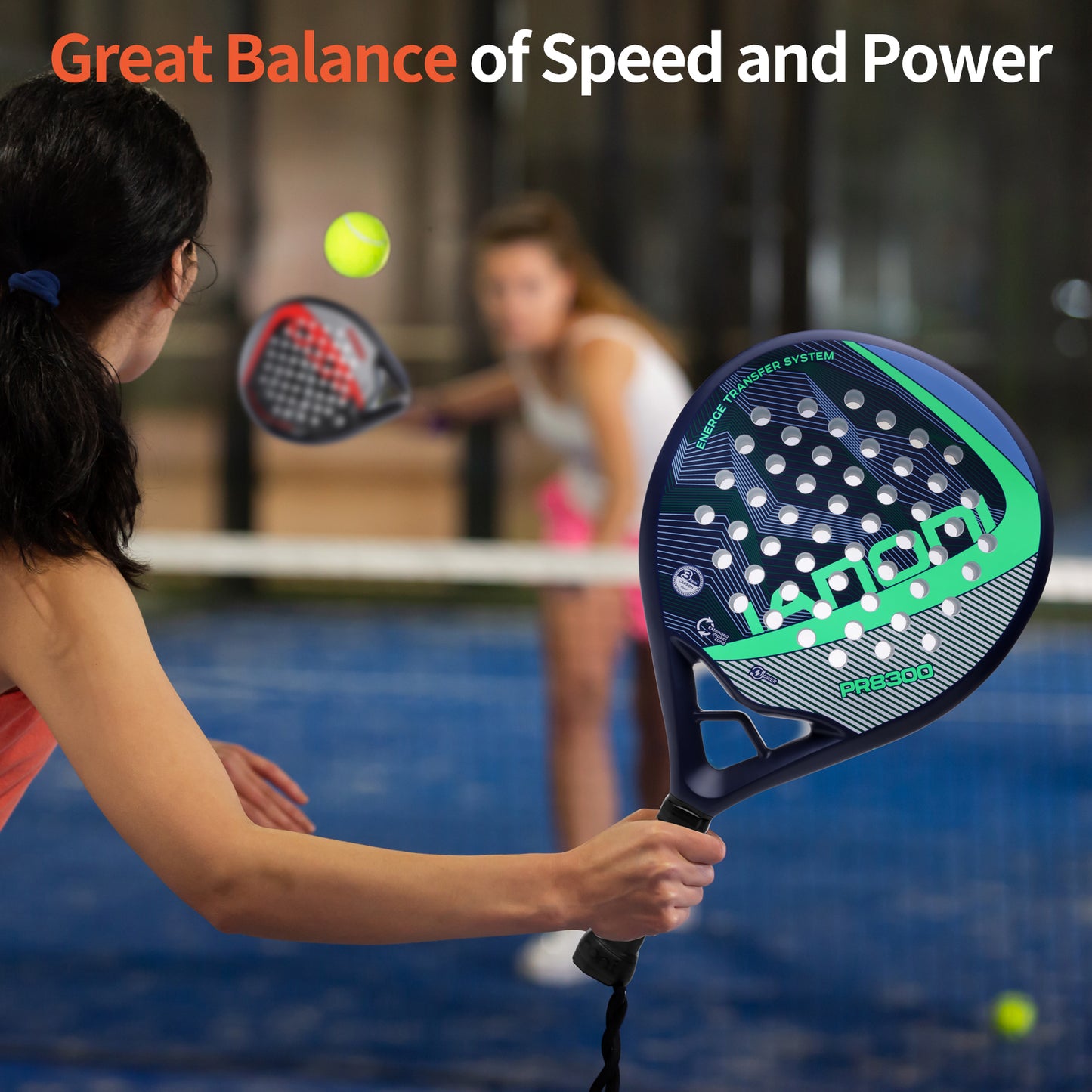 ianoni Paddle Tennis Racket Carbon Fiber Surface with EVA Memory Flex Foam Core POP Padle Racquts
