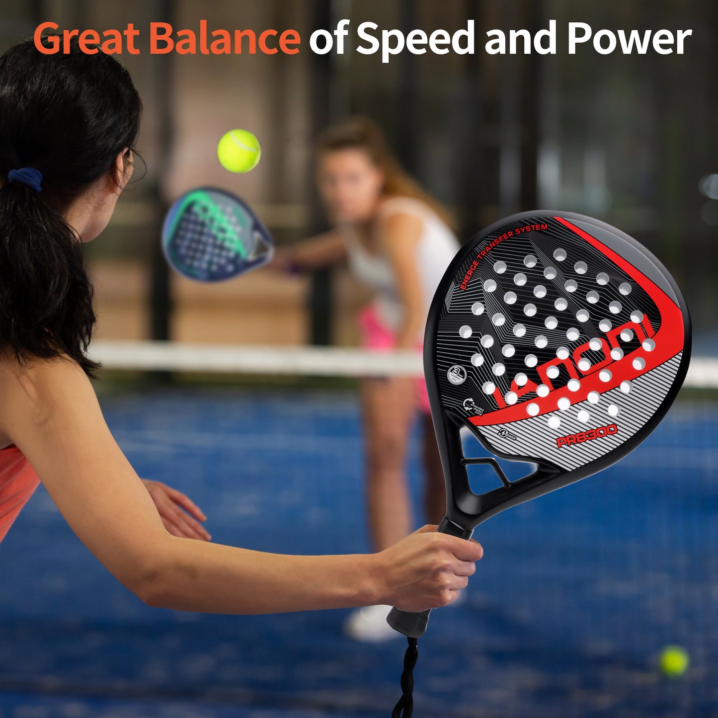 ianoni Paddle Tennis Racket Carbon Fiber Surface with EVA Memory Flex Foam Core POP Padle Racquts