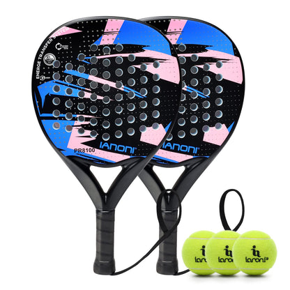 Paddle Tennis Racket Carbon Fiber Surface with EVA Memory Flex Foam Core POP Paddle Rackets-2 Paddle with 3 Balls
