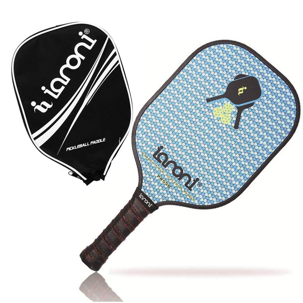 ianoni Pickleball Paddle, Graphite Carbon Fiber Pickleball Racket with Alu Honeycomb Core Lightweight Pickleball Racket with Bag for Beginner and Professional