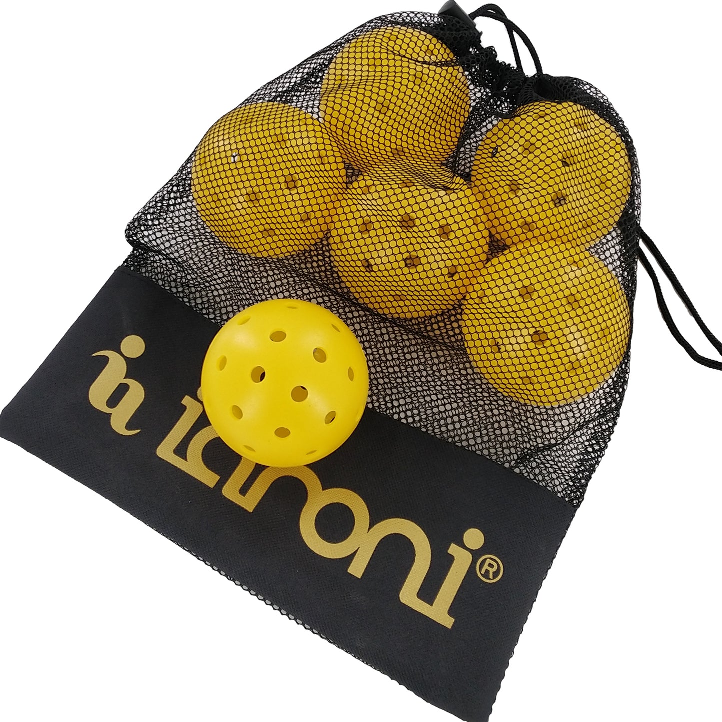 IANONI Pickleballs Outdoor Pick Balls Yellow Pack of 6 Sports Training Pickle Ball Professional Perfomance