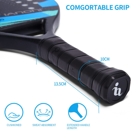 IANONI Beach Tennis Paddle Beach Tennis Racket Carbon Fiber with EVA Memory Foam Core Tennis Paddles