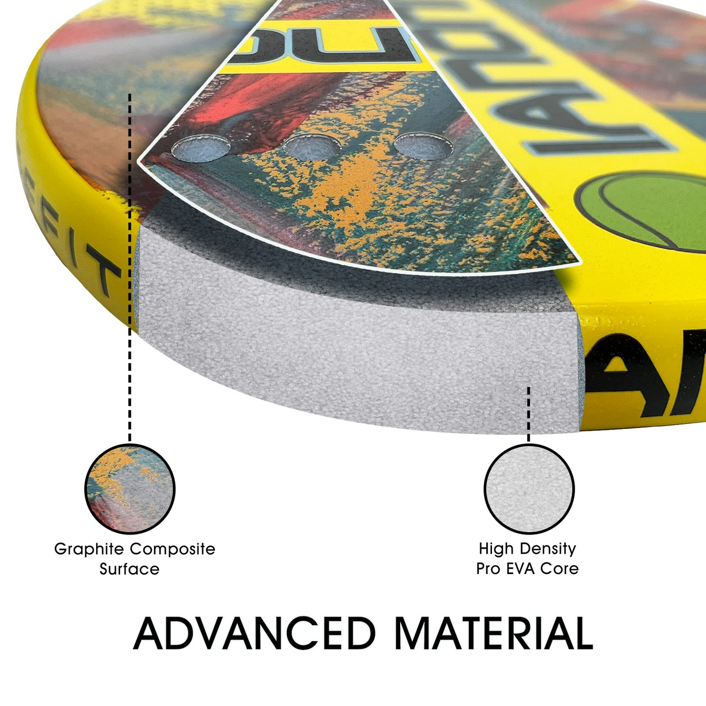 ianoni Beach Tennis Racket,Carbon Fiber Grit Face with EVA Memory Foam Core Beach Tennis Racket