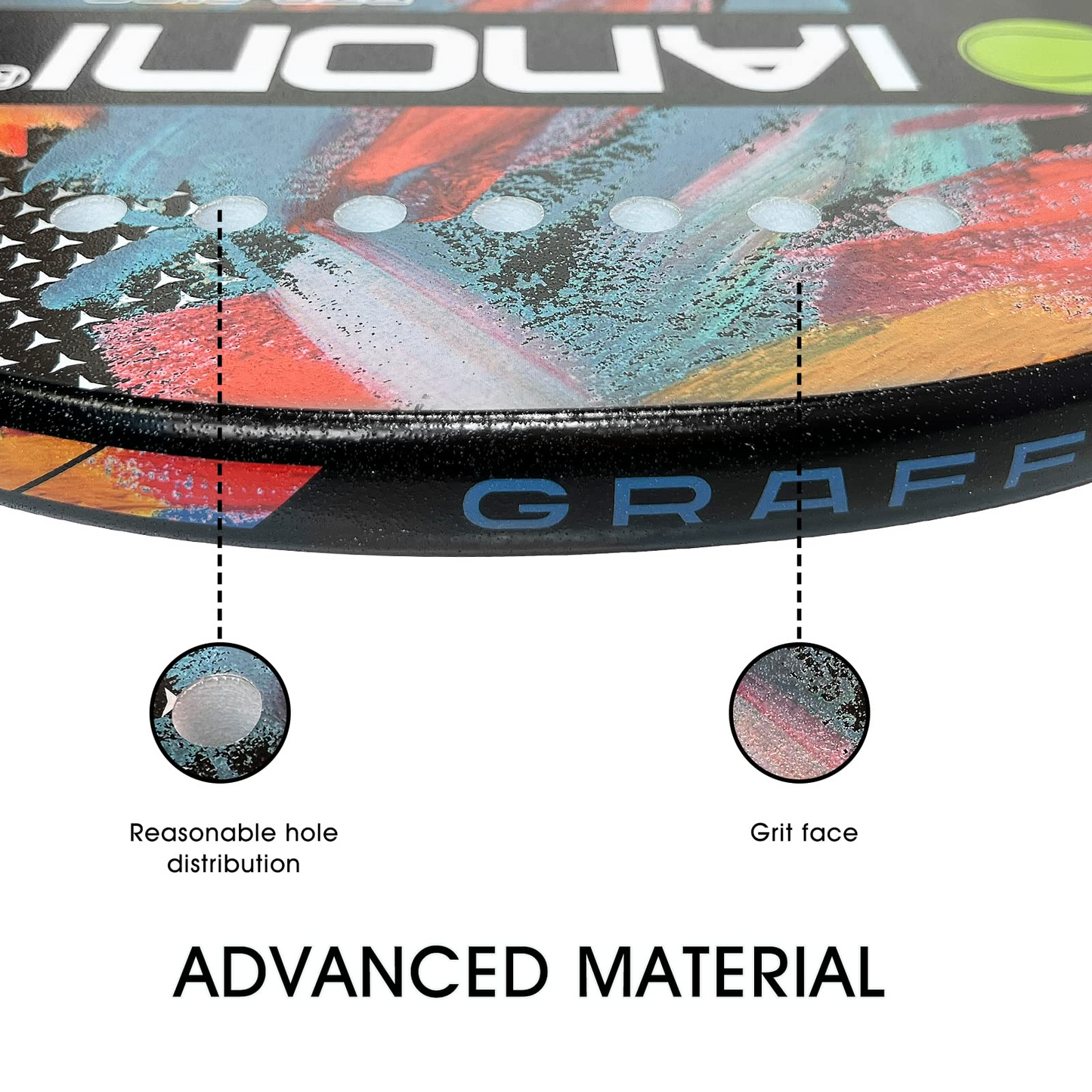 ianoni Beach Tennis Racket,Carbon Fiber Grit Face with EVA Memory Foam Core Beach Tennis Racket