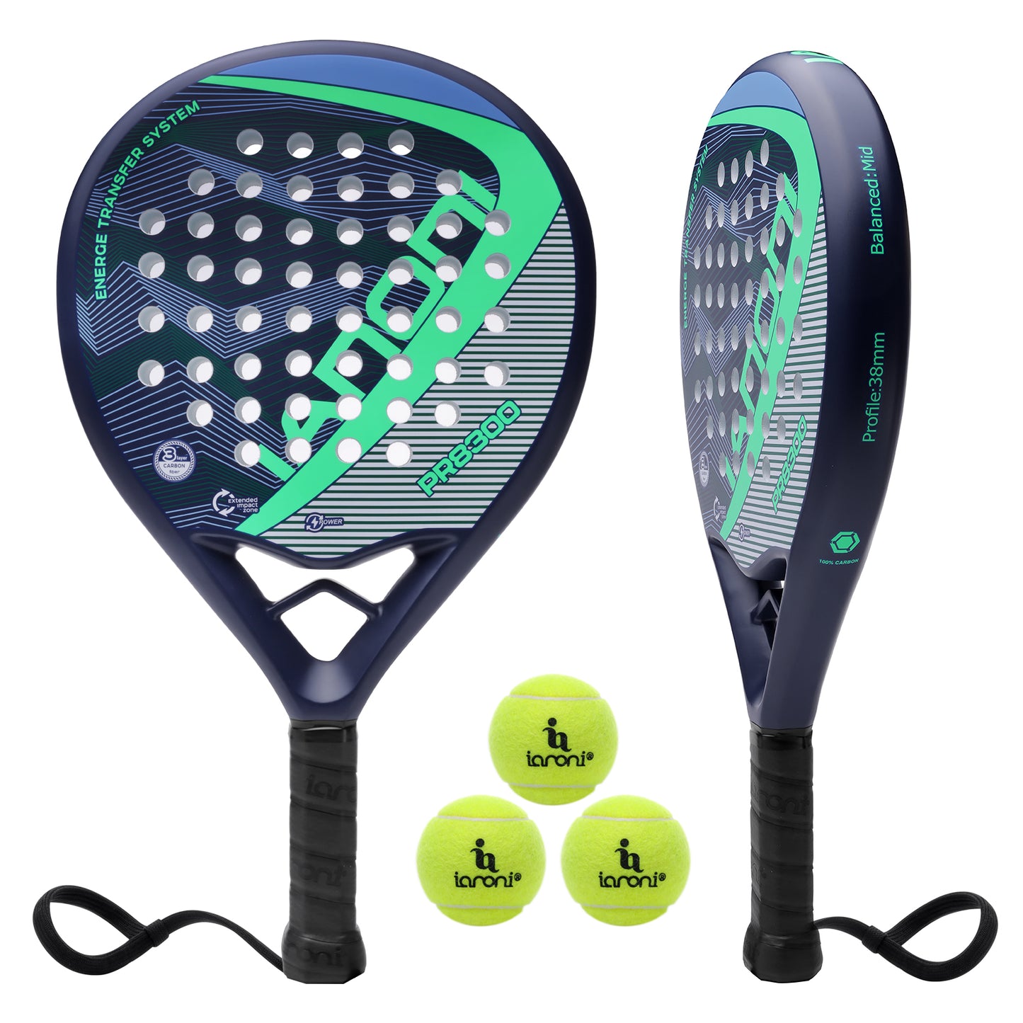 ianoni Paddle Tennis Racket Carbon Fiber Surface with EVA Memory Flex Foam Core POP Padle Racquts