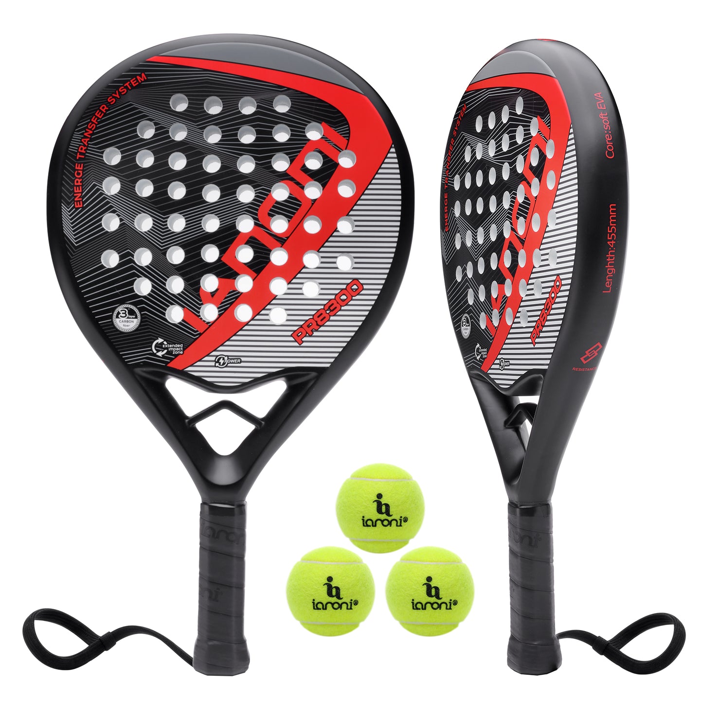 ianoni Paddle Tennis Racket Carbon Fiber Surface with EVA Memory Flex Foam Core POP Padle Racquts