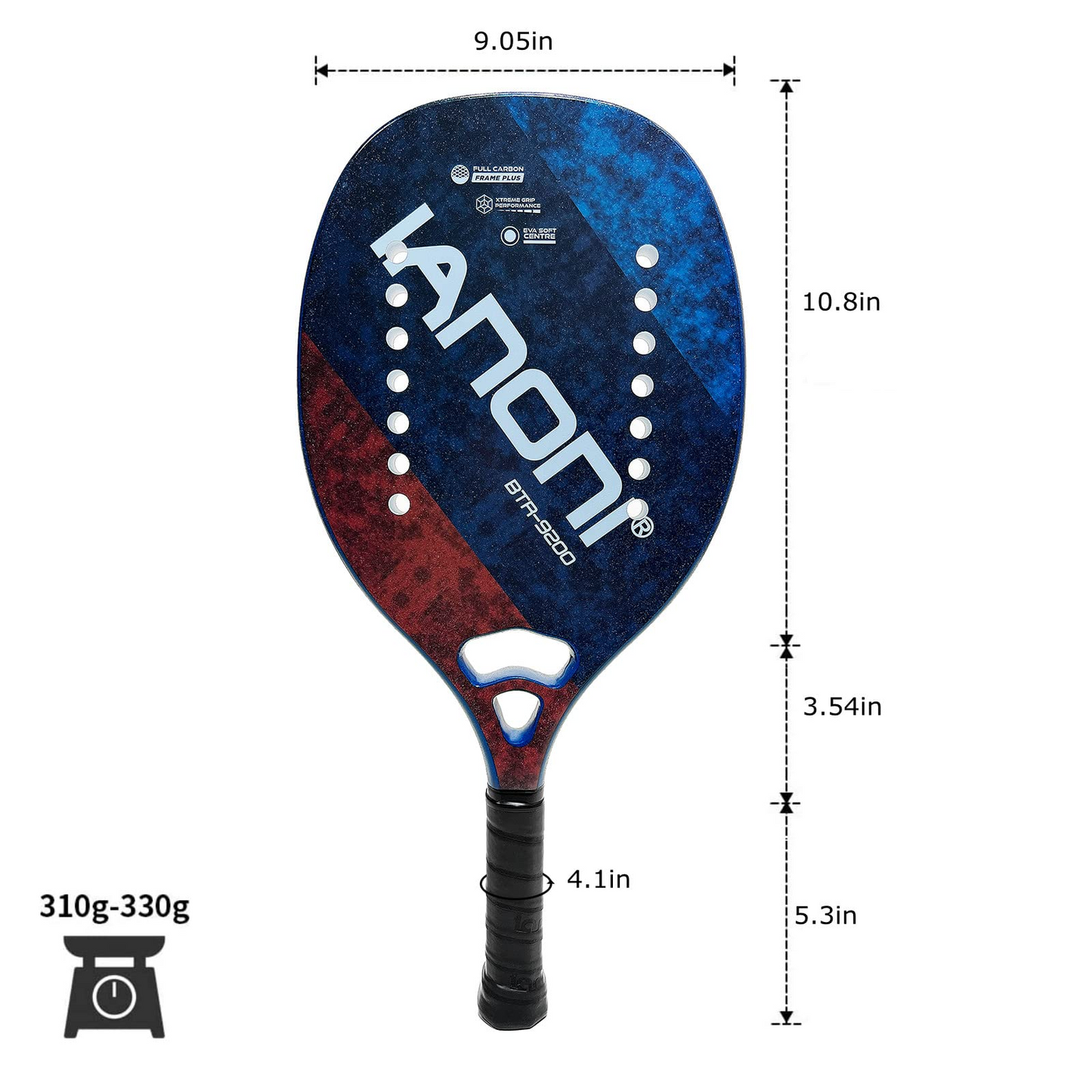 IANONI Beach Tennis Paddle Beach Tennis Racket Set Carbon Fiber with EVA Memory Foam Core Tennis Padel