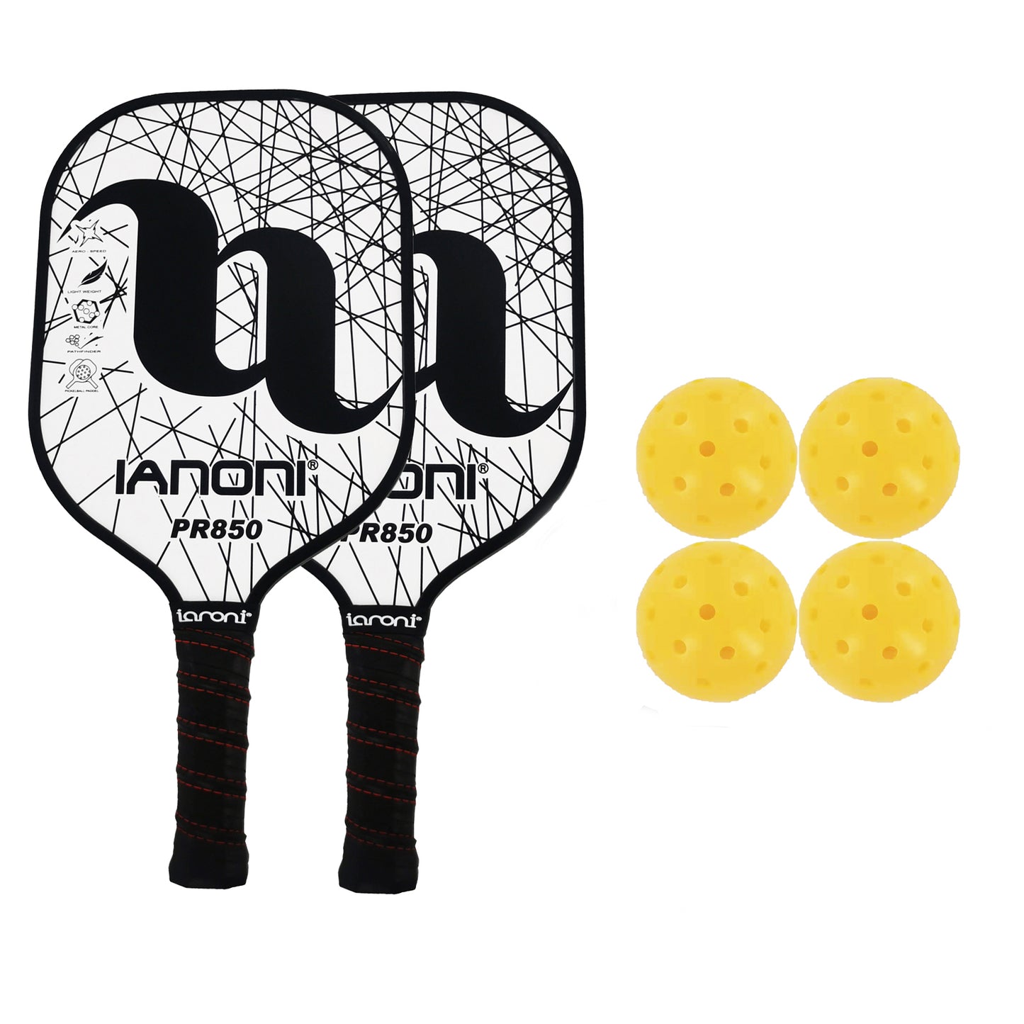 Pickleball Paddles Set of 2 Premium Lightweight Graphite Rackets Polyprapylene Honeycomb Core，2 Paddle Covers&4 outdoor pickleballs