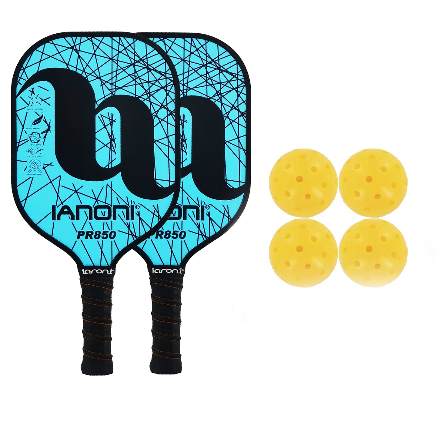Pickleball Paddles Set of 2 Premium Lightweight Graphite Rackets Polyprapylene Honeycomb Core，2 Paddle Covers&4 outdoor pickleballs