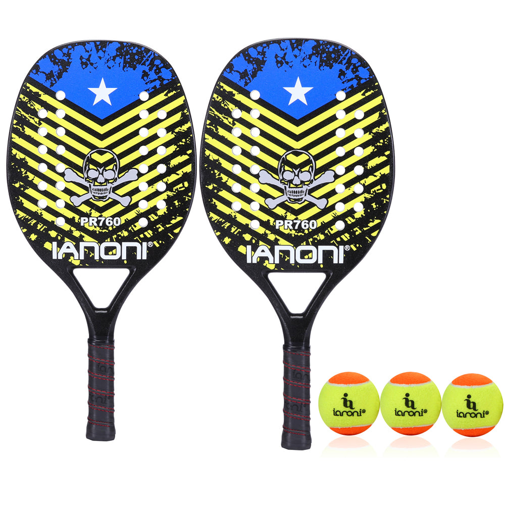 ianoni Beach Tennis Racket,Carbon Fiber Grit Face with EVA Memory Foam Core Beach Tennis Racket-2 rackets