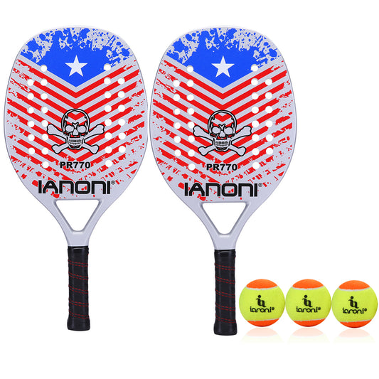 ianoni Beach Tennis Racket,Carbon Fiber Grit Face with EVA Memory Foam Core Beach Tennis Racket-2 rackets