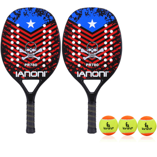 ianoni Beach Tennis Racket,Carbon Fiber Grit Face with EVA Memory Foam Core Beach Tennis Racket-2 rackets