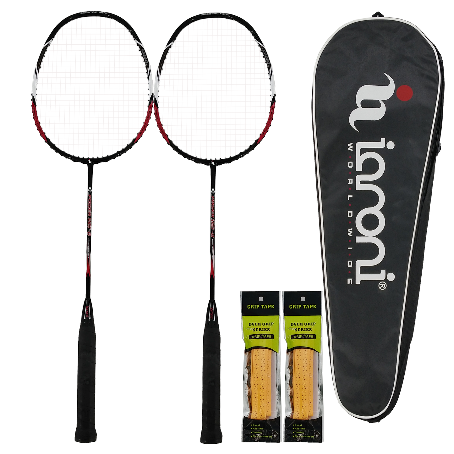 Premium Quality Carbon Fiber Badminton Set of 2 |Includes 2 Carbon Fiber Rackets,2 Overgrip,1 Carrying Bag