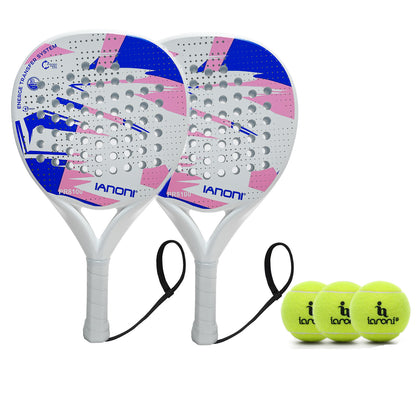 Paddle Tennis Racket Carbon Fiber Surface with EVA Memory Flex Foam Core POP Paddle Rackets-2 Paddle with 3 Balls