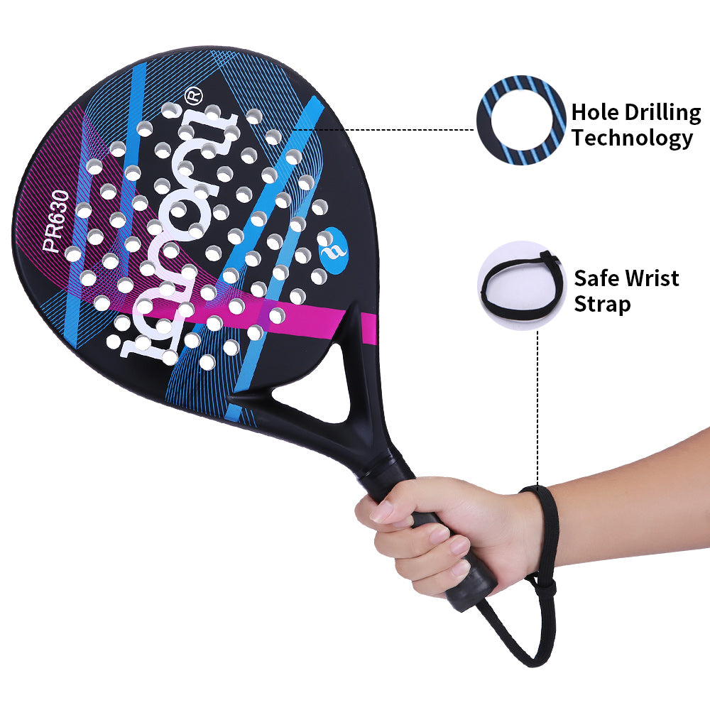 Paddle Tennis Racket Carbon Fiber Surface with EVA Memory Flex Foam Co