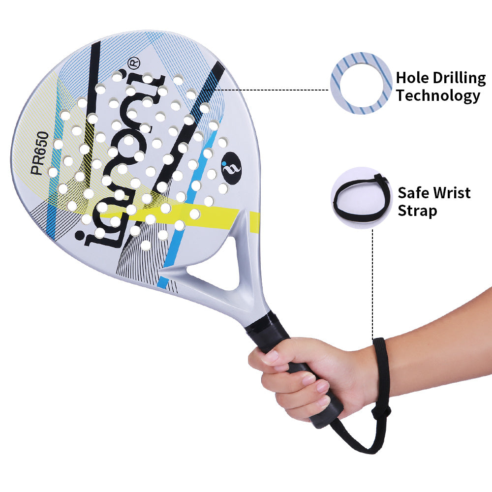 Paddle Tennis Racket Carbon Fiber Surface with EVA Memory Flex Foam Core Paddle Rackets