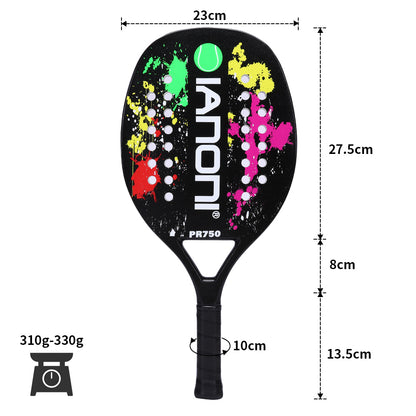 ianoni Beach Tennis Racket,Carbon Fiber Grit Face with EVA Memory Foam Core Beach Tennis Racket-2 rackets