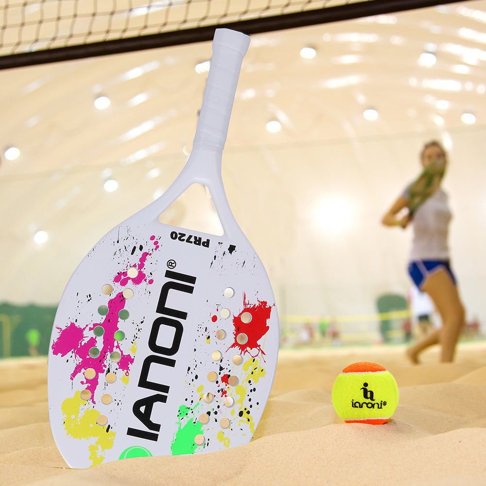 ianoni Beach Tennis Racket,Carbon Fiber Grit Face with EVA Memory Foam Core Beach Tennis Racket